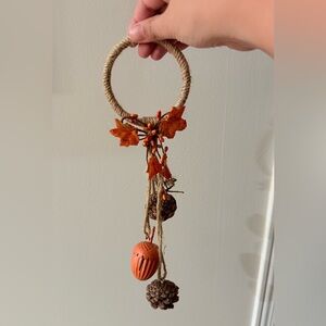 *SOLD* Fall Door Knob Hanger With Burlap & Autumn Leaves